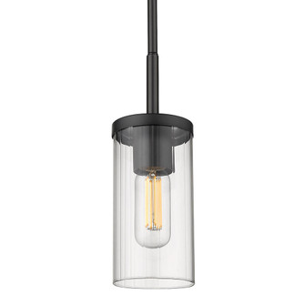 Winslett Mini Pendant in Matte Black with Ribbed Clear Glass Shade (36|7011-M1L BLK-CLR)