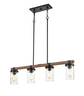 Taos 4-Light Island Matte Black/Wood Grain (670|3824-MB/WG)