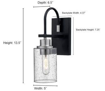 Clifton 1-Light Wall Sconce Matte Black/Brushed Nickel (670|3511-MB/BN)