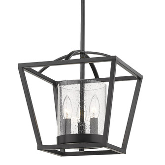 Mercer Mini Chandelier in Matte Black with Matte Black accents and Seeded Glass (36|4309-M3 BLK-BLK-SD)
