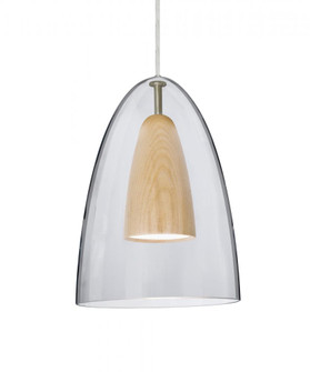 Besa, Dano Cord Pendant, Clear/Natural, Satin Nickel Finish, 1x9W LED (127|1JC-DANOCLNA-LED-SN)