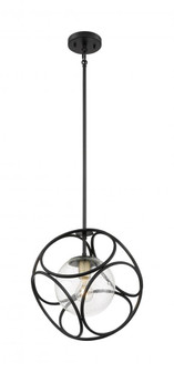 Aurora - 1 Light Mini Pendant with Seeded Glass - Black and Vintage Brass Finish (81|60/6945)