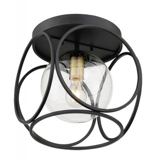 Aurora - 1 Light Flush Mount with Seeded Glass - Black and Vintage Brass Finish (81|60/6946)