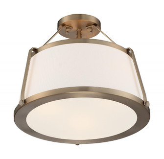 Cutty - 3 Light Semi-Flush with Fabric Shade - Burnished Brass Finish (81|60/6997)