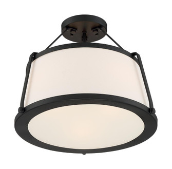 Cutty - 3 Light Semi-Flush with Fabric Shade - Matte Black Finish (81|60/6998)