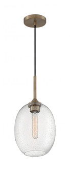 Aria - 1 Light Pendant with Seeded Glass - Burnished Brass Finish (81|60/7016)