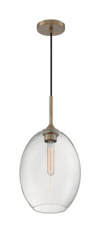 Aria - 1 Light Pendant with Seeded Glass - Burnished Brass Finish (81|60/7017)