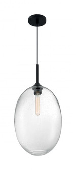 Aria - 1 Light Pendant with Seeded Glass - Matte Black Finish (81|60/7028)