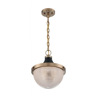 Faro - 1 Light Pendant with Clear Prismatic Glass - Burnished Brass and Black Accents Finish (81|60/7060)
