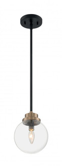 Axis - 1 Light Pendant with Clear Glass - Matte Black and Brass Accents Finish (81|60/7121)