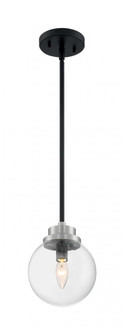Axis - 1 Light Pendant with Clear Glass - Matte Black and Brushed Nickel Accents Finish (81|60/7131)
