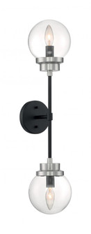 Axis - 2 Light Sconce with Clear Glass - Matte Black and Brushed Nickel Accents Finish (81|60/7132)
