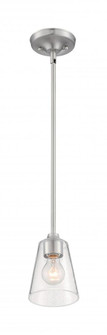 Bransel - 1 Light Mini Pendant with Seeded Glass - Brushed Nickel Finish (81|60/7180)