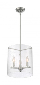 Bransel - 3 Light Pendant with Seeded Glass - Brushed Nickel Finish (81|60/7187)