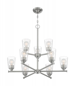 Bransel - 9 Light Chandelier with Seeded Glass - Brushed Nickel Finish (81|60/7189)