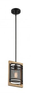 Atelier - 1 Light Mini Pendant with- Black and Honey Wood Finish (81|60/7262)