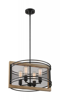 Atelier - 4 Light Pendant with- Black and Honey Wood Finish (81|60/7264)