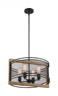 Atelier - 4 Light Pendant with- Black and Honey Wood Finish (81|60/7264)