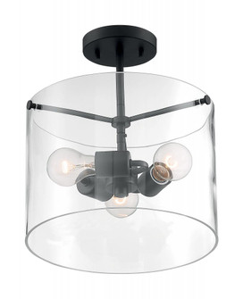 Sommerset - 3 Light Semi-Flush with Clear Glass - Matte Black Finish (81|60/7278)