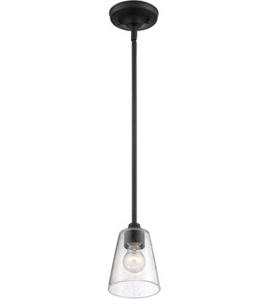 Bransel - 1 Light Mini Pendant with Seeded Glass - Matte Black Finish (81|60/7280)