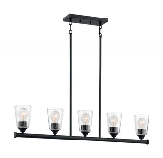 Bransel - 5 Light Island Pendant with Seeded Glass - Matte Black Finish (81|60/7286)