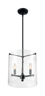 Bransel - 3 Light Pendant with Seeded Glass - Matte Black Finish (81|60/7287)
