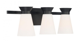 Caleta - 3 Light Vanity with Cylindrical Glass - Black Finish (81|60/7313)