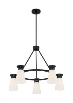 Caleta - 5 Light Chandelier with Cylindrical Glass - Black Finish (81|60/7315)