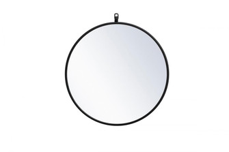Metal frame round mirror with decorative hook 21 inch in Black (758|MR4721BK)