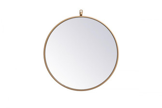 Metal frame round mirror with decorative hook 21 inch in Brass (758|MR4721BR)