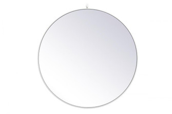 Metal frame round mirror with decorative hook 39 inch in White (758|MR4739WH)