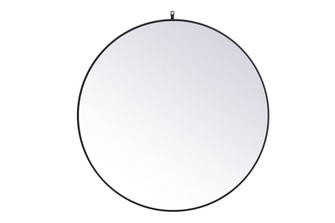 Metal Frame Round Mirror with Decorative Hook 45 Inch in Black (758|MR4745BK)