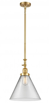 Cone - 1 Light - 12 inch - Satin Gold - Stem Hung - Adjustable Mini Pendant (3442|206-SG-G42-L-LED)