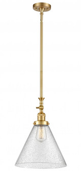 Cone - 1 Light - 12 inch - Satin Gold - Stem Hung - Adjustable Mini Pendant (3442|206-SG-G44-L-LED)