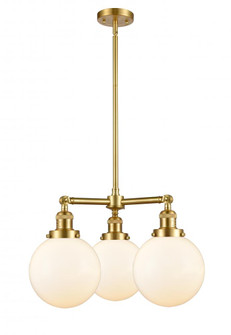 Beacon - 3 Light - 22 inch - Satin Gold - Stem Hung - Chandelier (3442|207-SG-G201-8-LED)