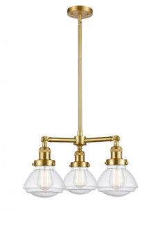 Olean - 3 Light - 19 inch - Satin Gold - Stem Hung - Chandelier (3442|207-SG-G324-LED)