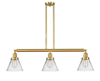 Cone - 3 Light - 40 inch - Satin Gold - Stem Hung - Adjustable Island Light (3442|213-SG-G42-LED)