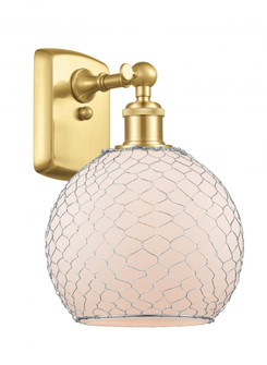Farmhouse Chicken Wire - 1 Light - 8 inch - Satin Gold - Sconce (3442|516-1W-SG-G121-8CSN)