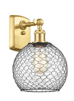 Farmhouse Chicken Wire - 1 Light - 8 inch - Satin Gold - Sconce (3442|516-1W-SG-G122-8CBK)