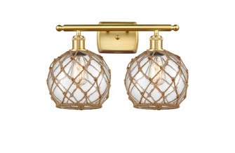 Farmhouse Rope - 2 Light - 18 inch - Satin Gold - Bath Vanity Light (3442|516-2W-SG-G122-8RB-LED)