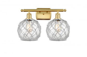 Farmhouse Rope - 2 Light - 18 inch - Satin Gold - Bath Vanity Light (3442|516-2W-SG-G122-8RW-LED)