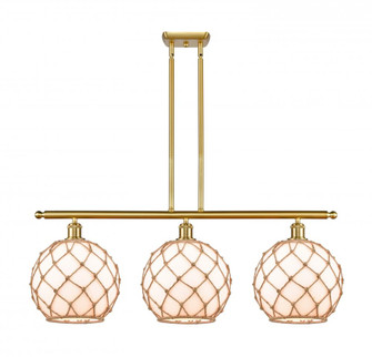 Farmhouse Rope - 3 Light - 37 inch - Satin Gold - Stem hung - Island Light (3442|516-3I-SG-G121-10RB-LED)