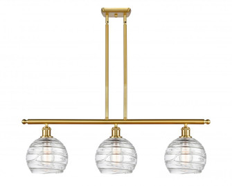 Athens Deco Swirl - 3 Light - 36 inch - Satin Gold - Cord hung - Island Light (3442|516-3I-SG-G1213-8-LED)