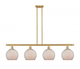Farmhouse Chicken Wire - 4 Light - 48 inch - Satin Gold - Cord hung - Island Light (3442|516-4I-SG-G121-8CBK-LED)