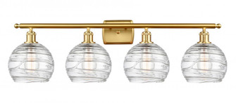 Athens Deco Swirl - 4 Light - 38 inch - Satin Gold - Bath Vanity Light (3442|516-4W-SG-G1213-8-LED)