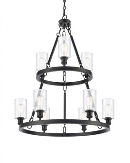 Clymer - 9 Light - 30 inch - Matte Black - Chain Hung - Chandelier (3442|8203-BK-G802)