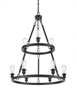 Saloon - 9 Light - 30 inch - Matte Black - Chain Hung - Chandelier (3442|8203-BK-LED)