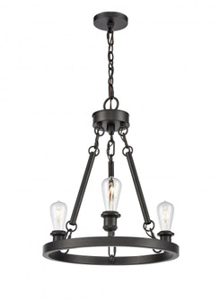 Saloon - 3 Light - 20 inch - Matte Black - Chain Hung - Mini Chandelier (3442|820-BK)