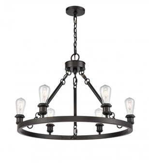 Saloon - 6 Light - 30 inch - Matte Black - Chain Hung - Chandelier (3442|830-BK-LED)