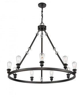 Saloon - 9 Light - 40 inch - Matte Black - Chain Hung - Chandelier (3442|840-BK)